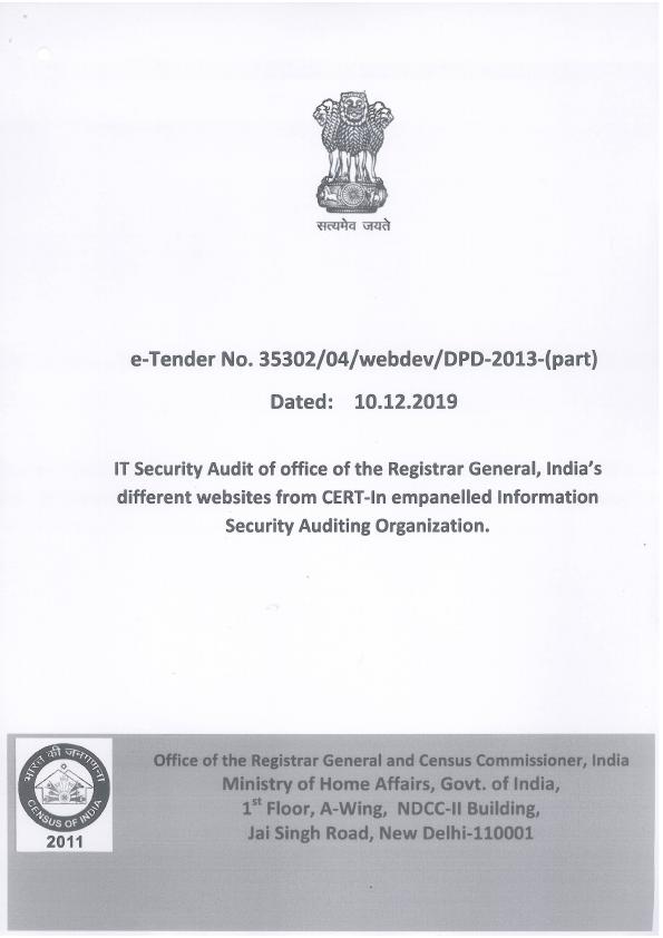 india-it-security-audit-of-office-of-the-registrar-general-india