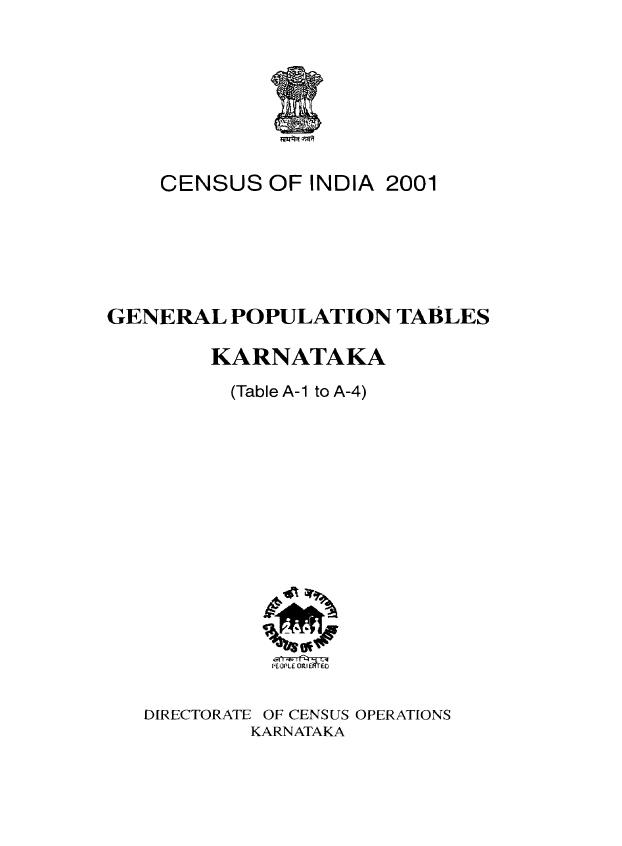 India - General Population Tables - Census 2001